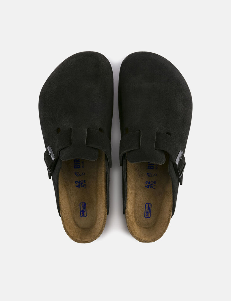Birkenstock Boston Soft Foot Bed（スエード）-ブラック