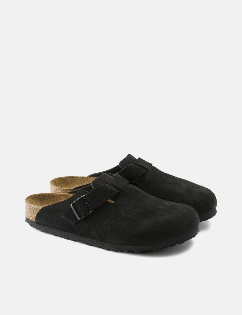 Birkenstock Boston Soft Foot Bed（スエード）-ブラック