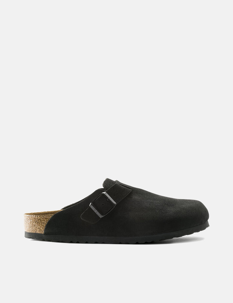 Birkenstock Boston Soft Foot Bed（スエード）-ブラック