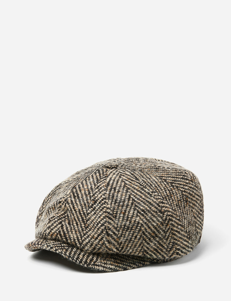 Stetson Hatteras Herringbone Newsboy Cap - Brown