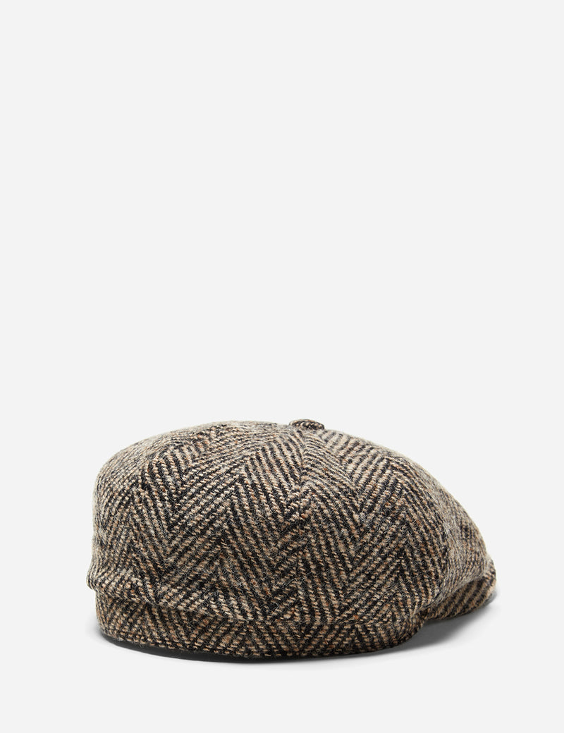 Stetson Hatteras Herringbone Newsboy Cap - Brown | URBAN EXCESS.