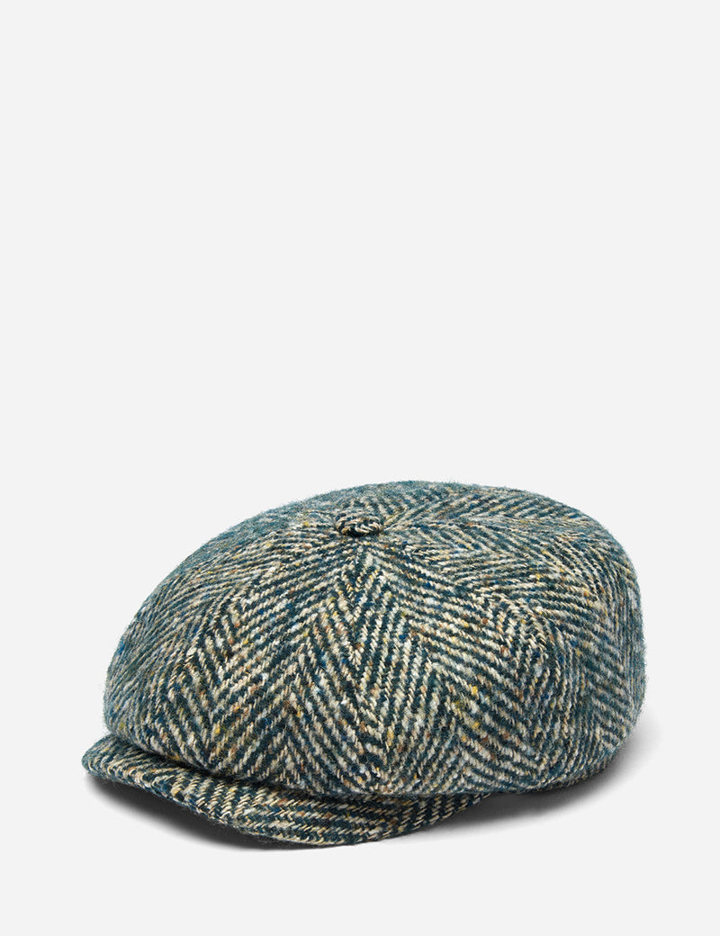 Stetson Hatteras Colour Neps Flat Cap (Wool Herringbone) - Green