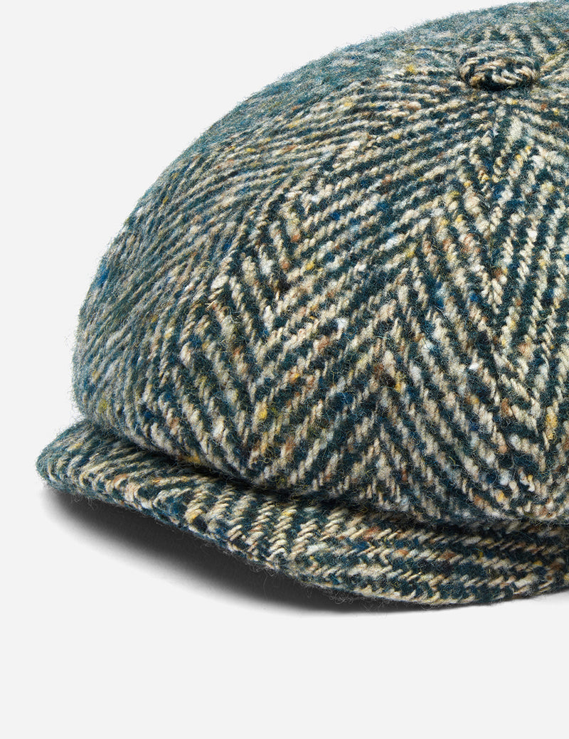 Stetson Hatteras Colour Neps Flat Cap (Wool Herringbone) - Green