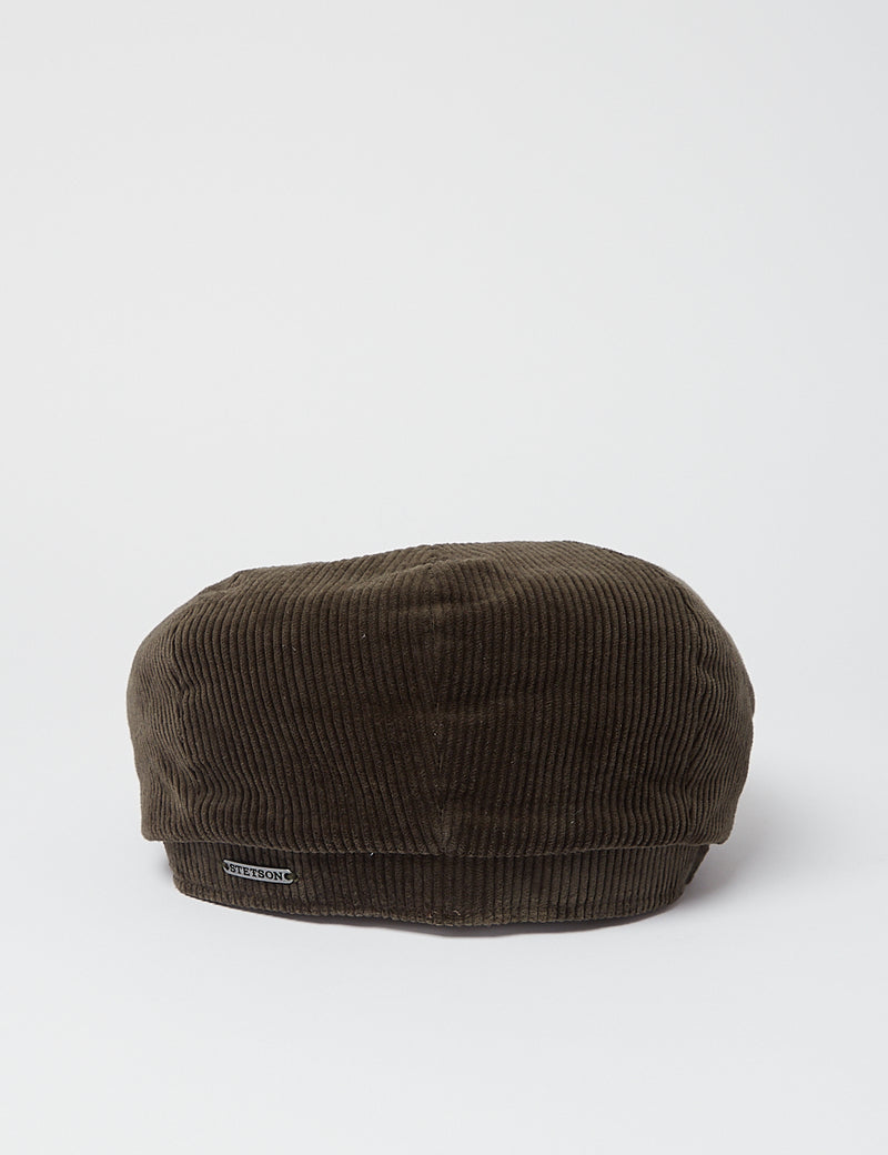 Stetson Hatteras Cord Flat Cap - Olive