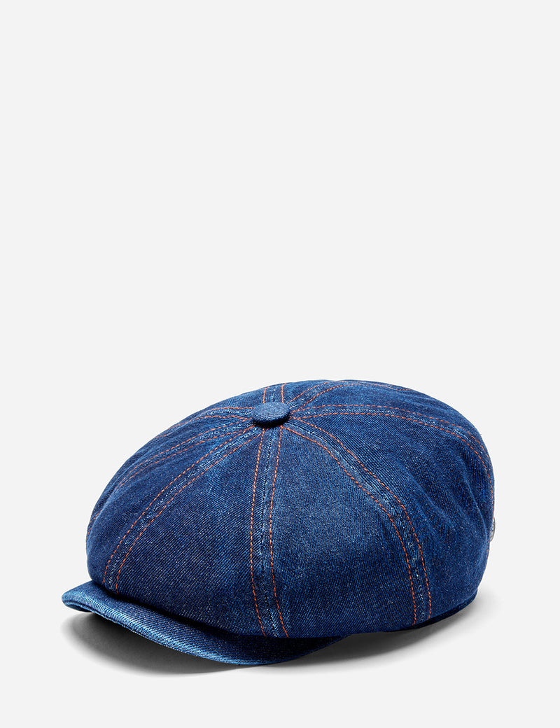 Stetson Hatteras Denim Newsboy Flat Cap - Navy Blue