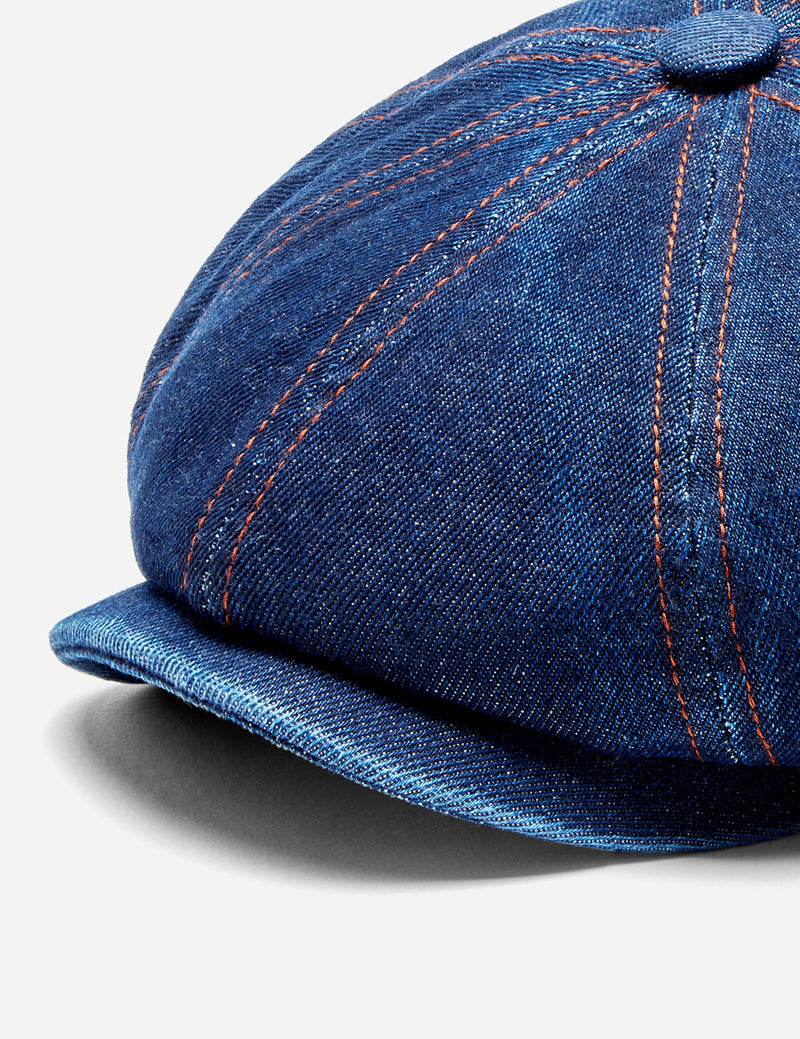 Stetson Hatteras Denim Newsboy Flat Cap - Navy Blue