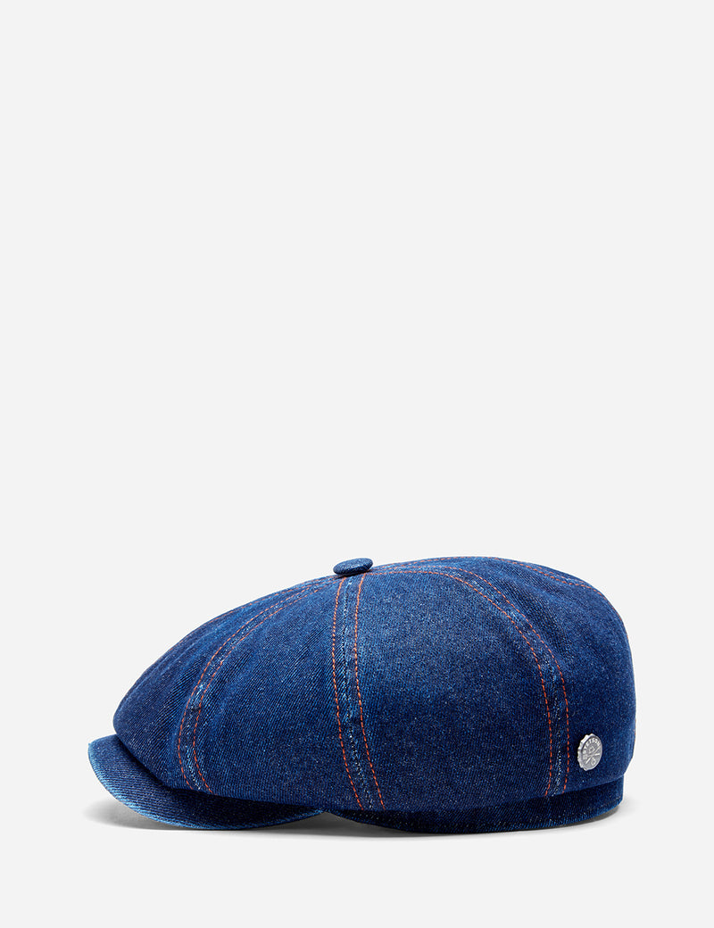Stetson Hatteras Denim Newsboy Flat Cap - Navy Blue