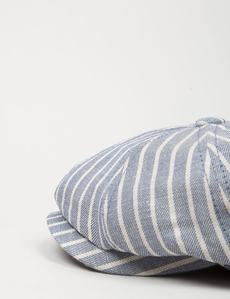 Stetson Hatteras Stripe Newsboy Cap (Linen) - Light Blue
