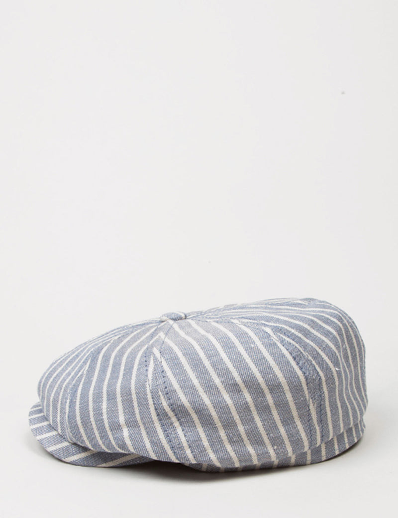 Stetson Hatteras Stripe Newsboy Cap (Linen) - Light Blue