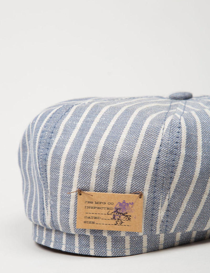 Stetson Hatteras Stripe Newsboy Cap (Linen) - Light Blue