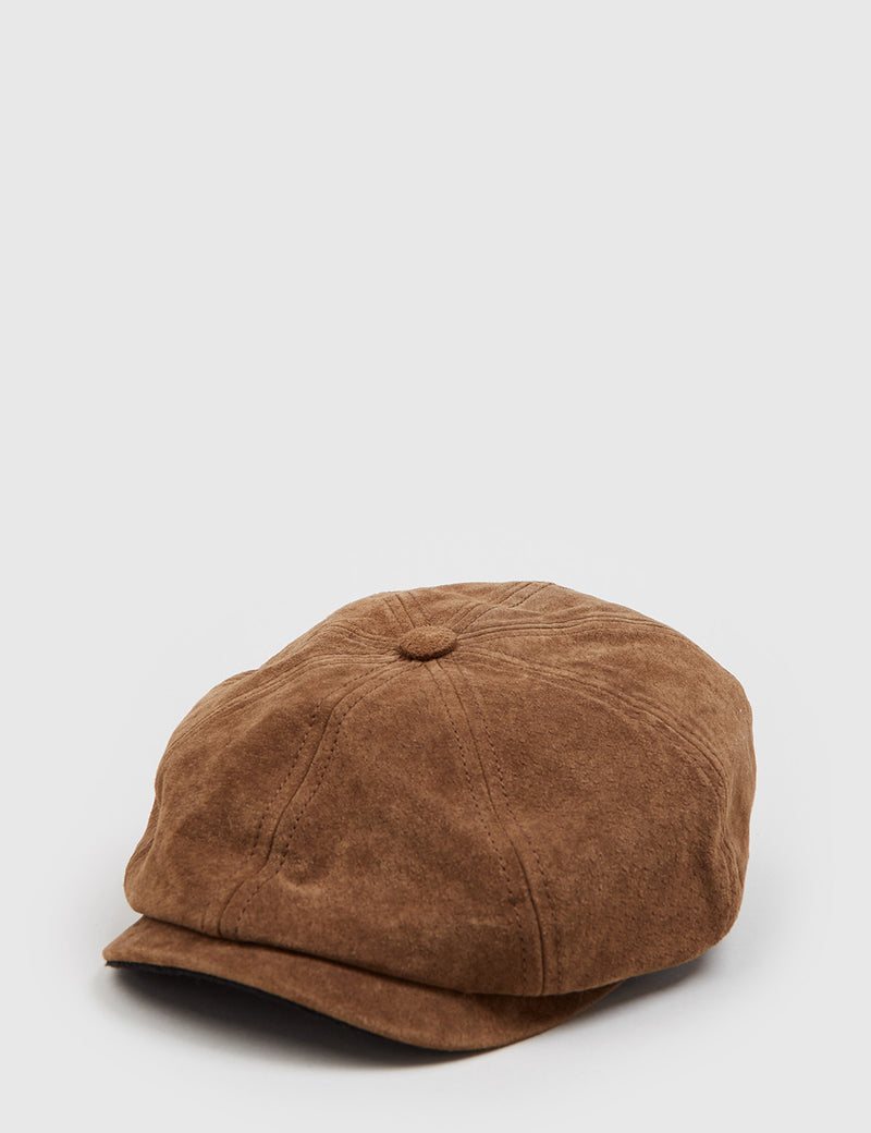 Stetson Hatteras Suede Newsboy Cap (Pigskin) - Brown