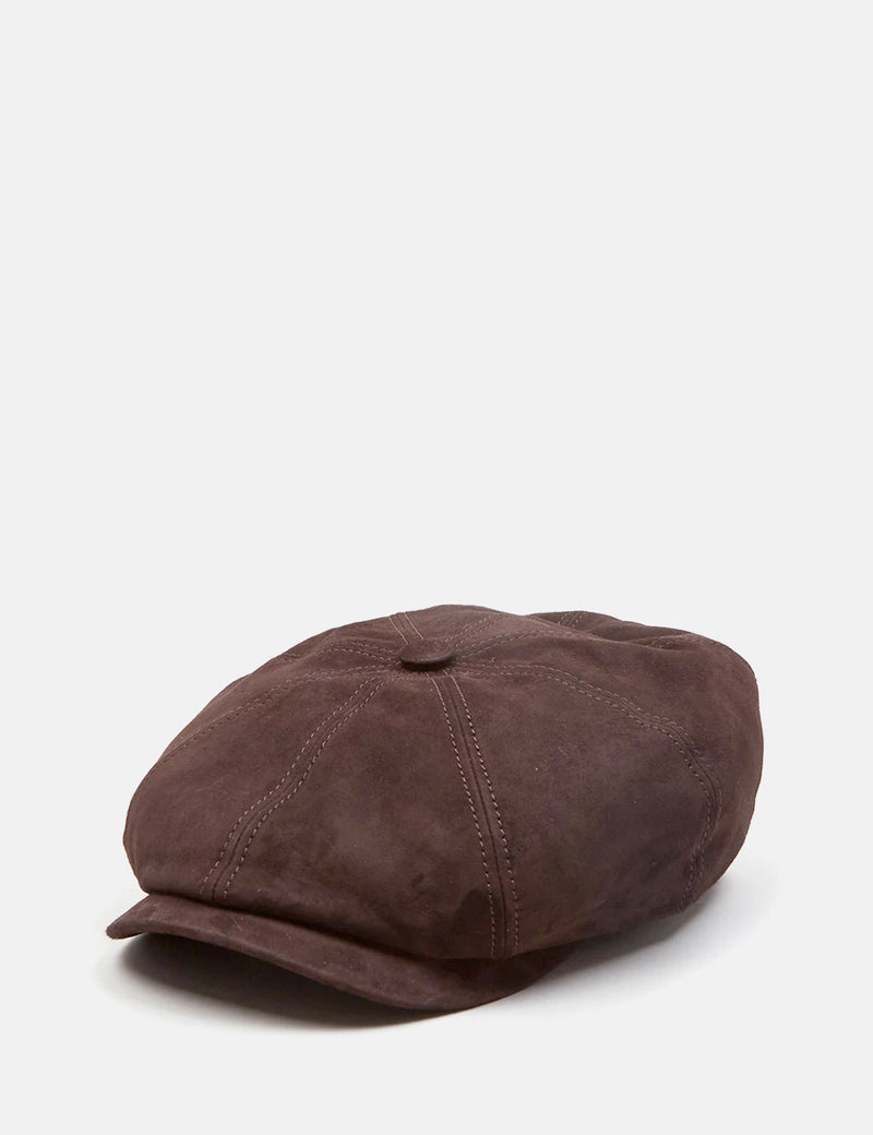 Stetson Hatteras Newsboy Cap (Goat Suede) - Dark Brown