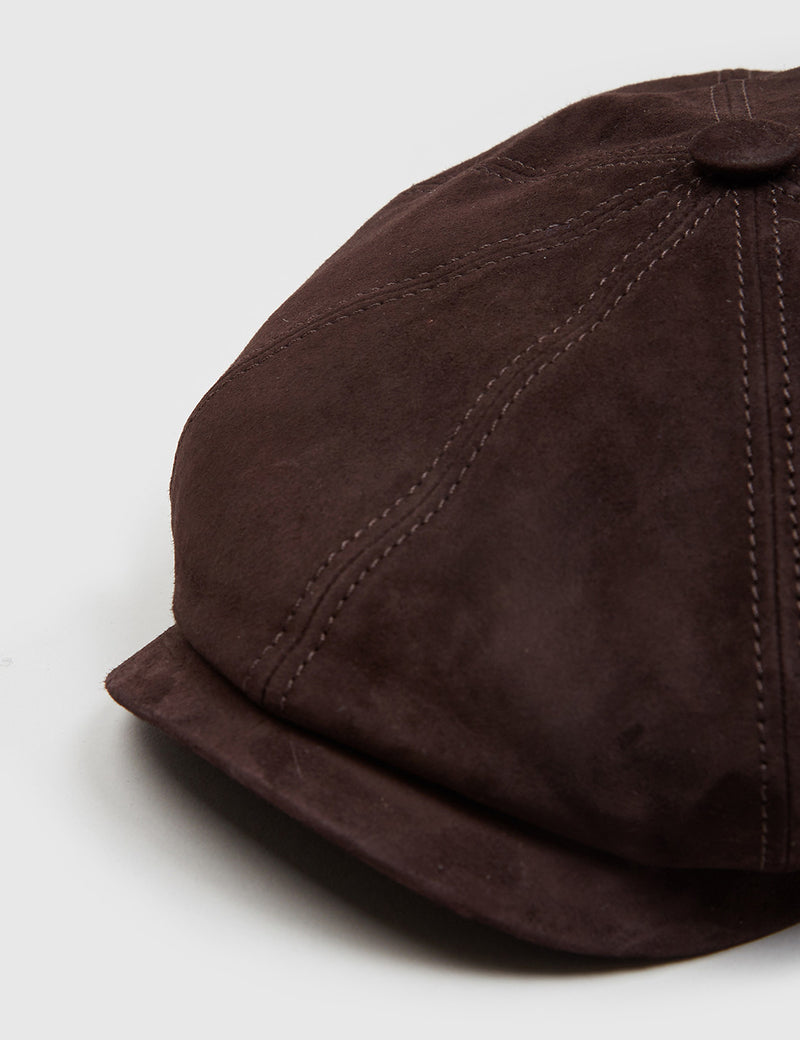 Stetson Hatteras Newsboy Cap (Suede) - Dark Brown