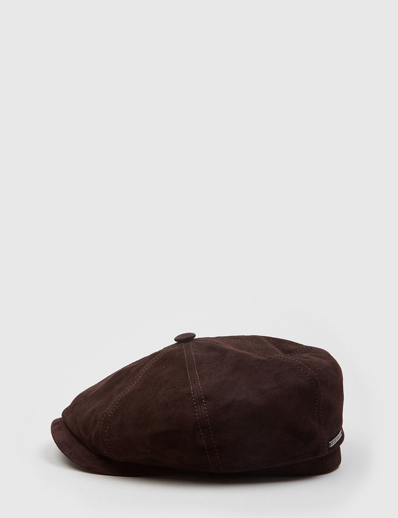 Stetson Hatteras Newsboy Cap (Suede) - Dark Brown