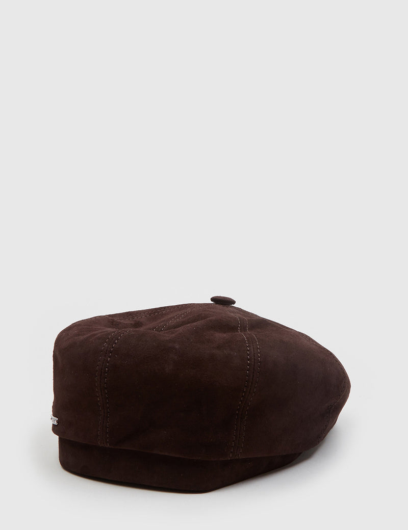 Stetson Hatteras Newsboy Cap (Suede) - Dark Brown