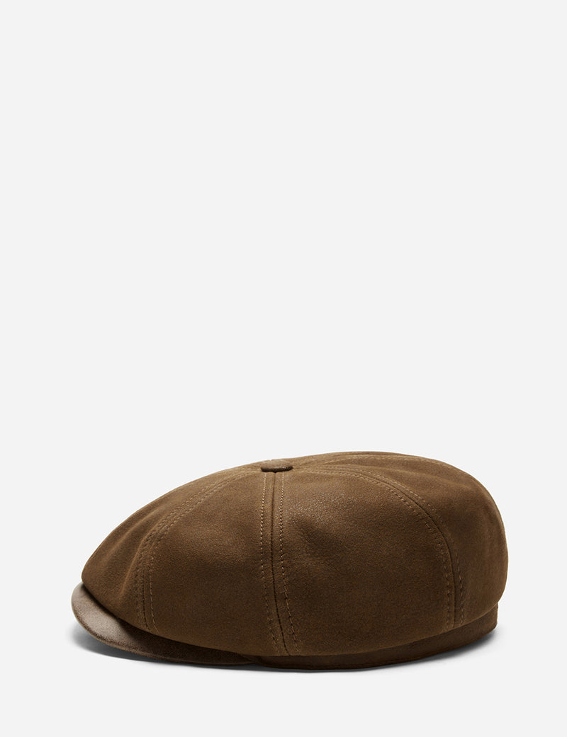 Stetson Hatteras Nappa Newsboy Cap (Lambs Leather) - Brown
