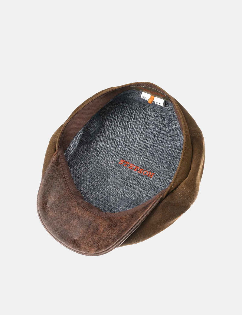 Stetson Hatteras Nappa Newsboy Cap (Lambs Leather) - Brown