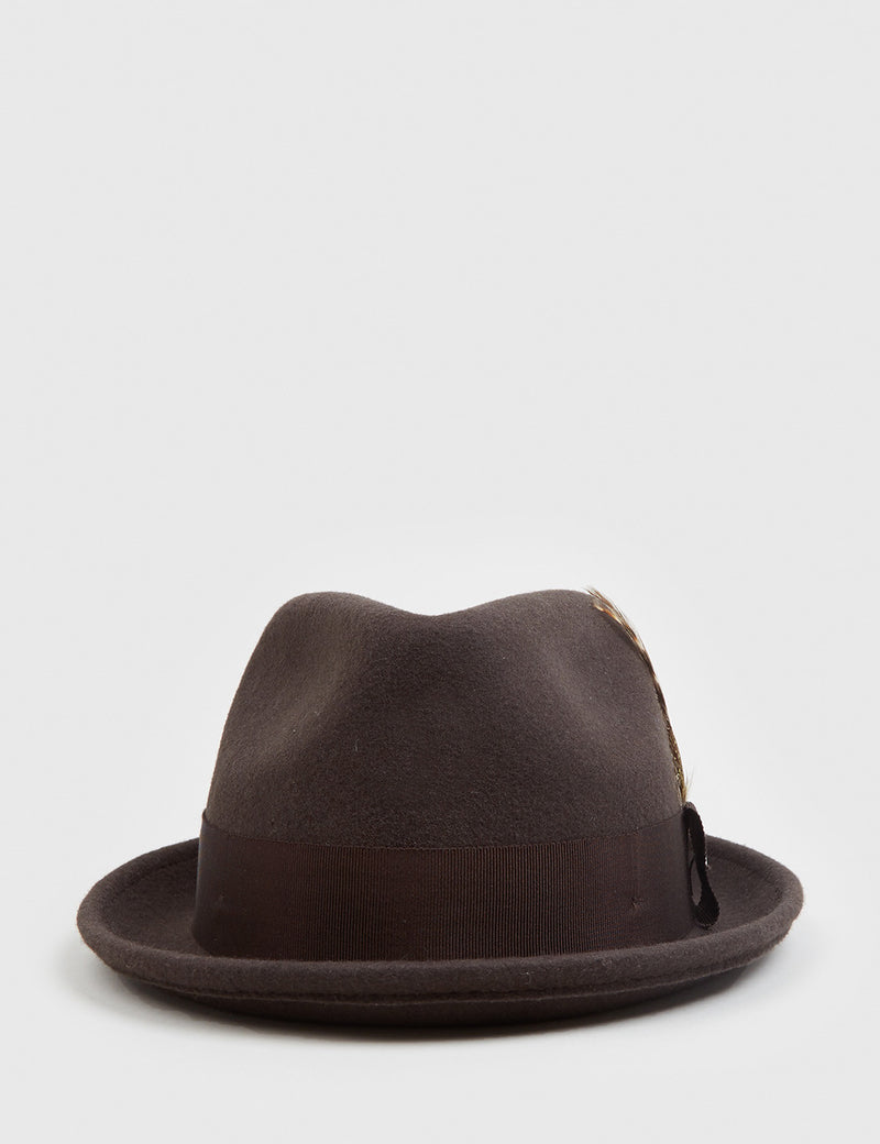 Bailey Tino Felt Crushable Trilby Hat - Brown