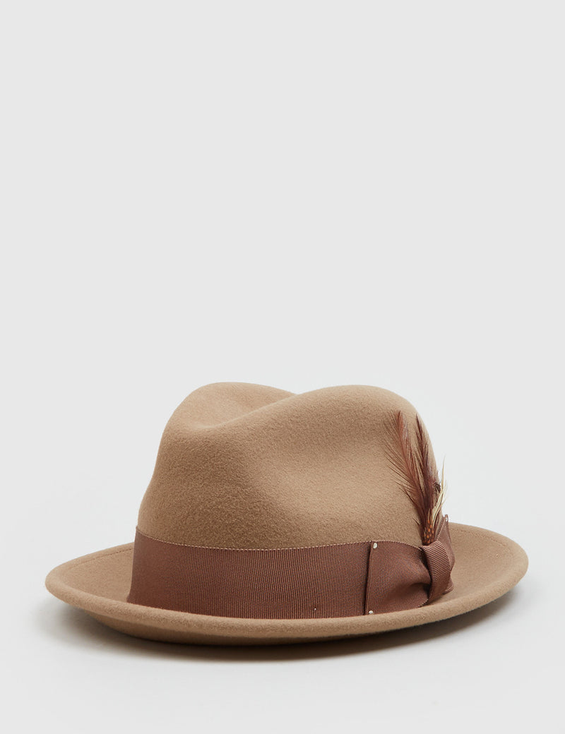 Bailey Tino Felt Crushable Trilby Hat (Wool) - Camel