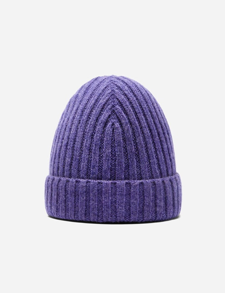 Bhode Rib Beanie Hat (Lambswool) - Heliotrope Purple