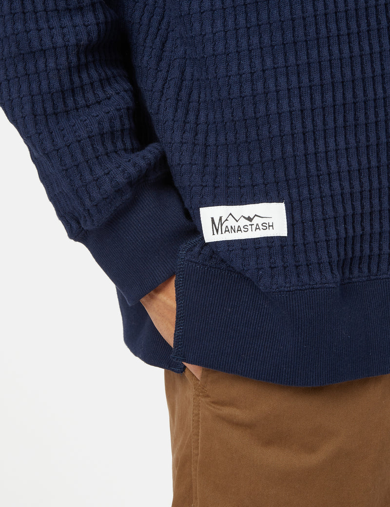Manastash Snug Thermal Cardigan - Navy Blue