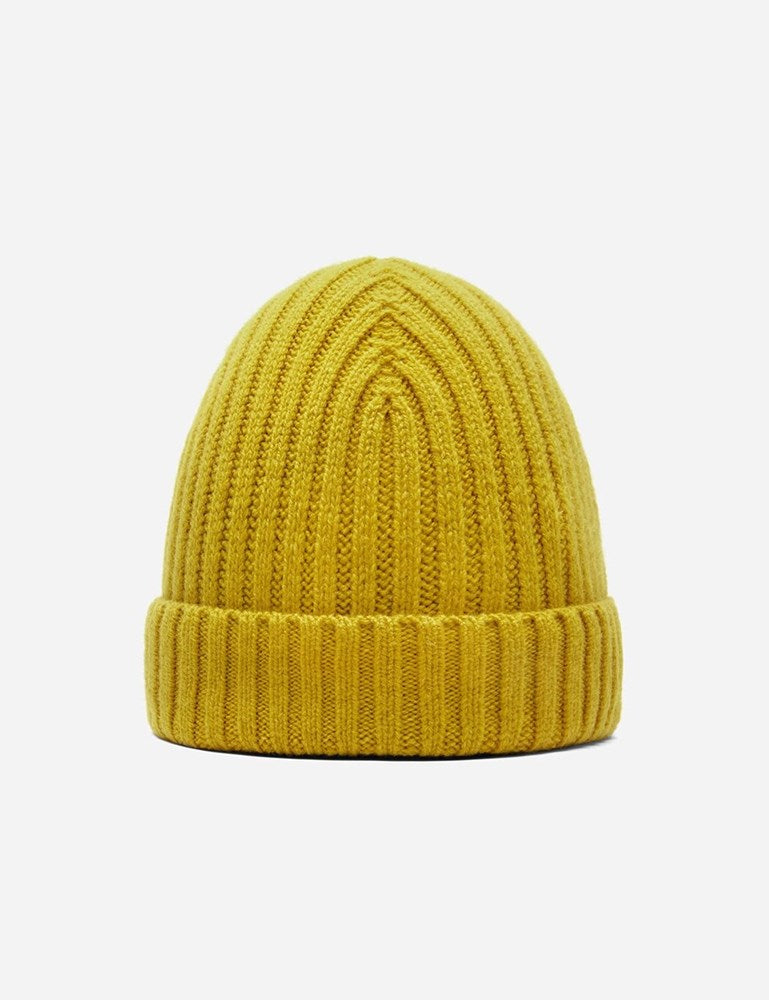 Bhode Rib Beanie Hat (Lambswool)-Piccalilli Yellow