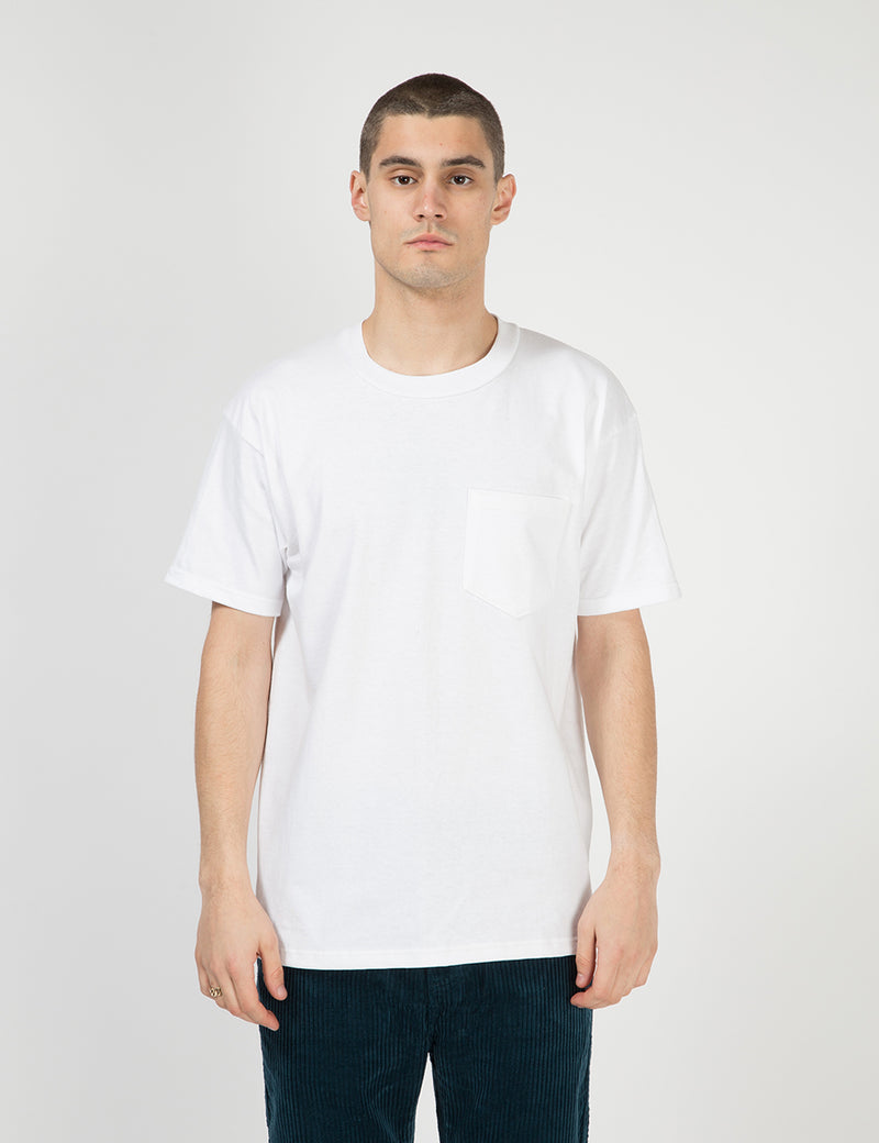 ライフウェアUSA製ポケットTシャツ（8オンス）-ホワイト