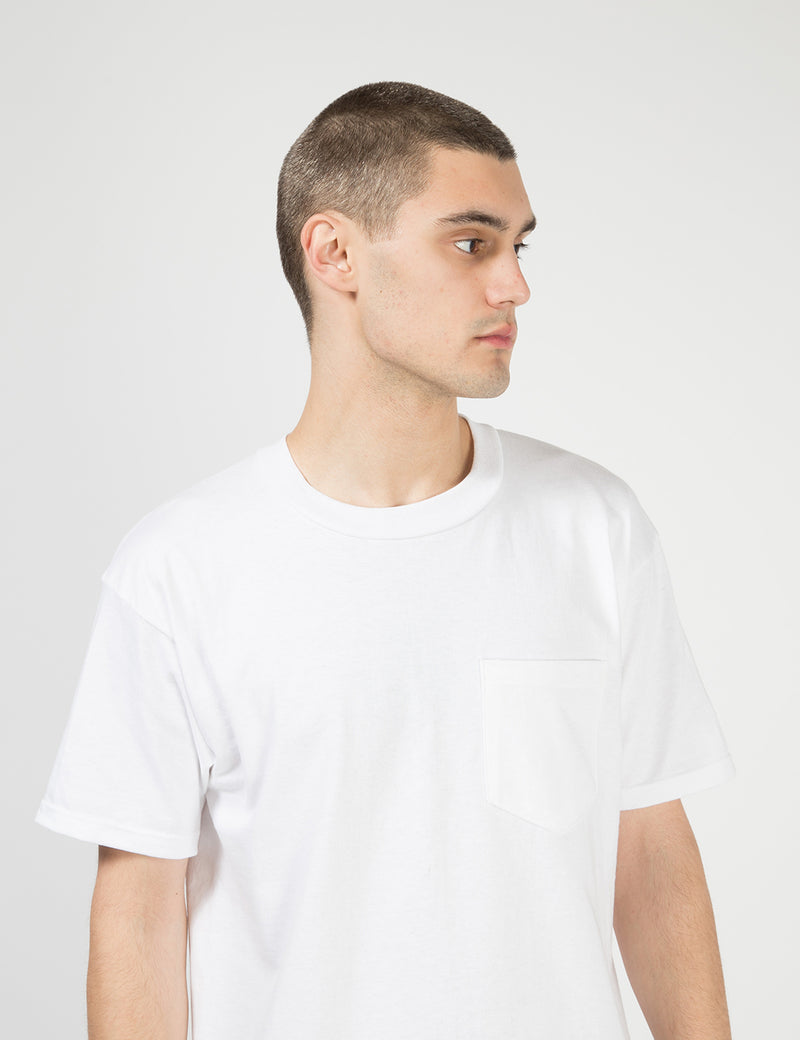ライフウェアUSA製ポケットTシャツ（8オンス）-ホワイト