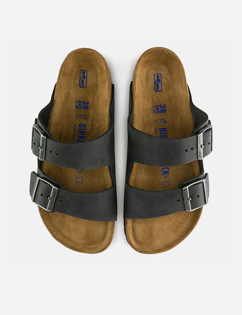 Birkenstock Arizona Suede Oiled Leather Sandal (Regular) - Black