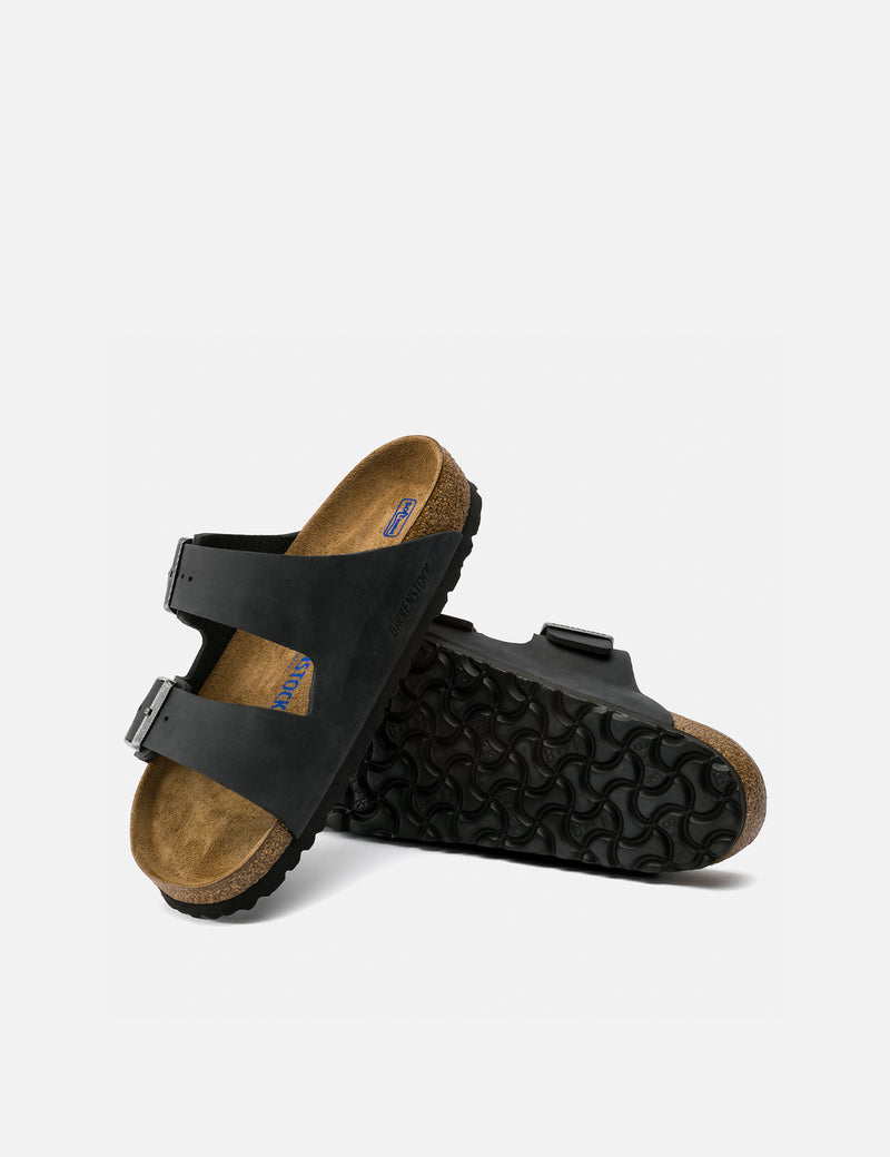 Birkenstock Arizona Suede Oiled Leather Sandal (Regular) - Black