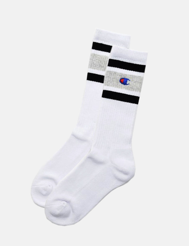 Champion Stripe Ankle Socks - White/Grey/Black