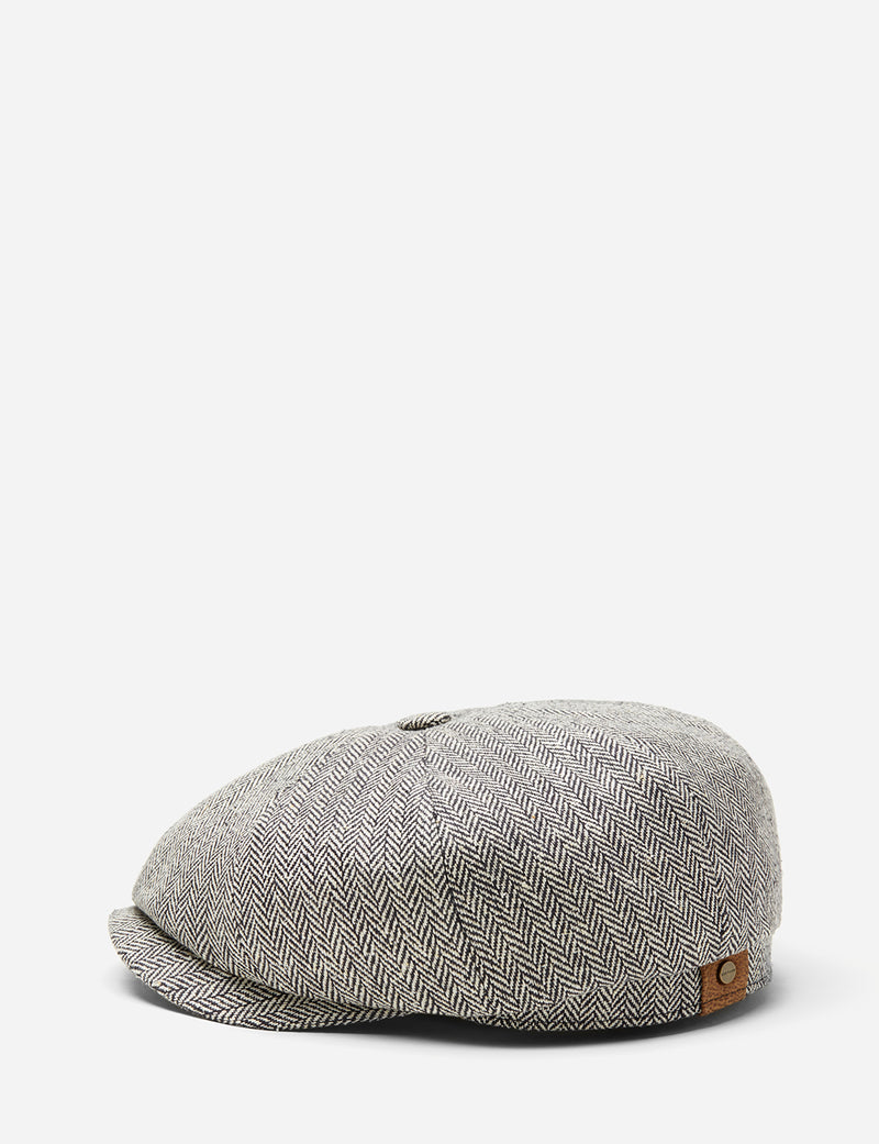 Stetson Hatteras Herringbone Newsboy Cap (Silk) - Black/White