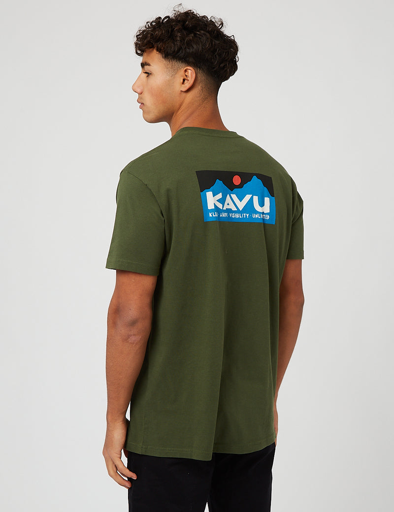 KavuKlearアバブエッチングアートTシャツ-グリーン