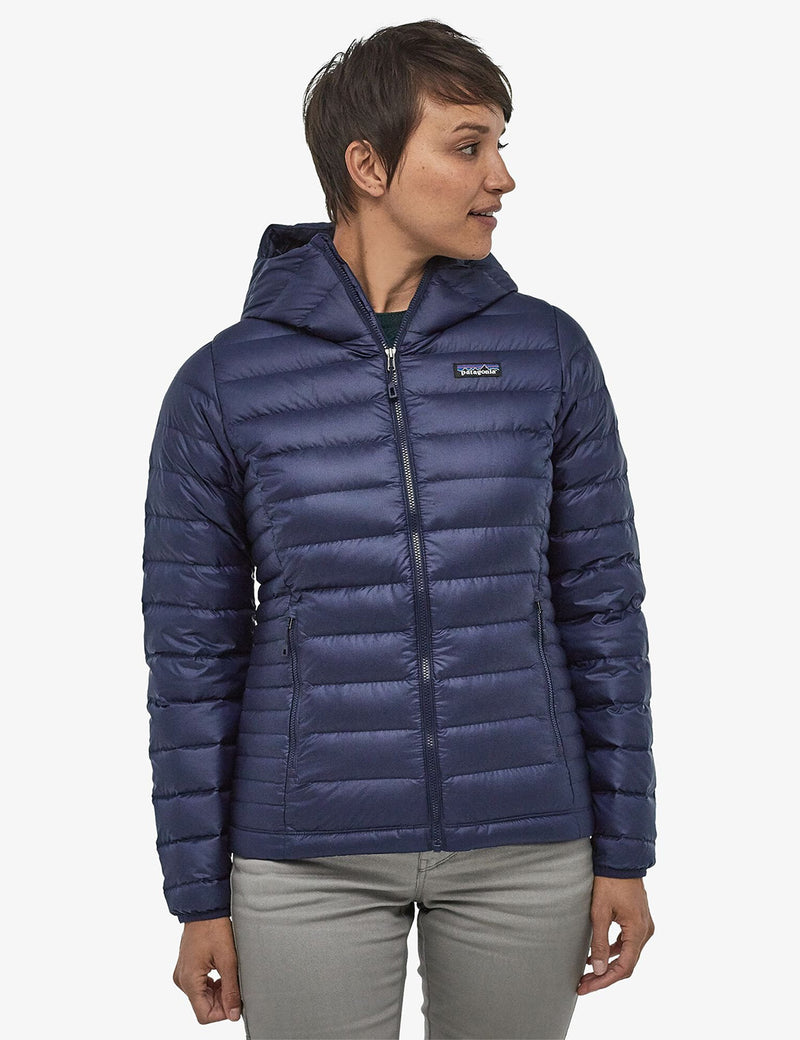 Womens Patagonia Down Sweater Hooded Jacket - Classic Navy Blue