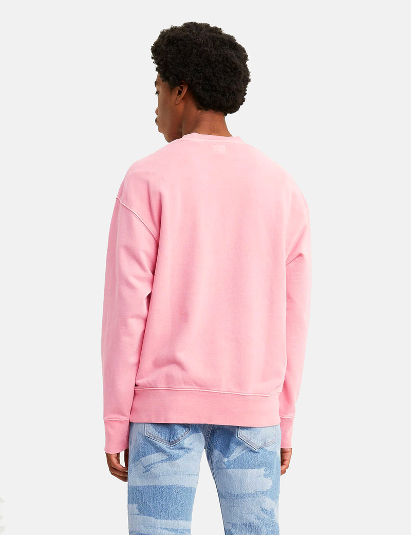 Levis Authentic 로고 크루 넥 스웨트 셔츠-Farallon Pink