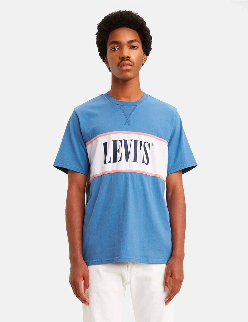Levis 컬러 블록 티셔츠-리버 사이드 블루