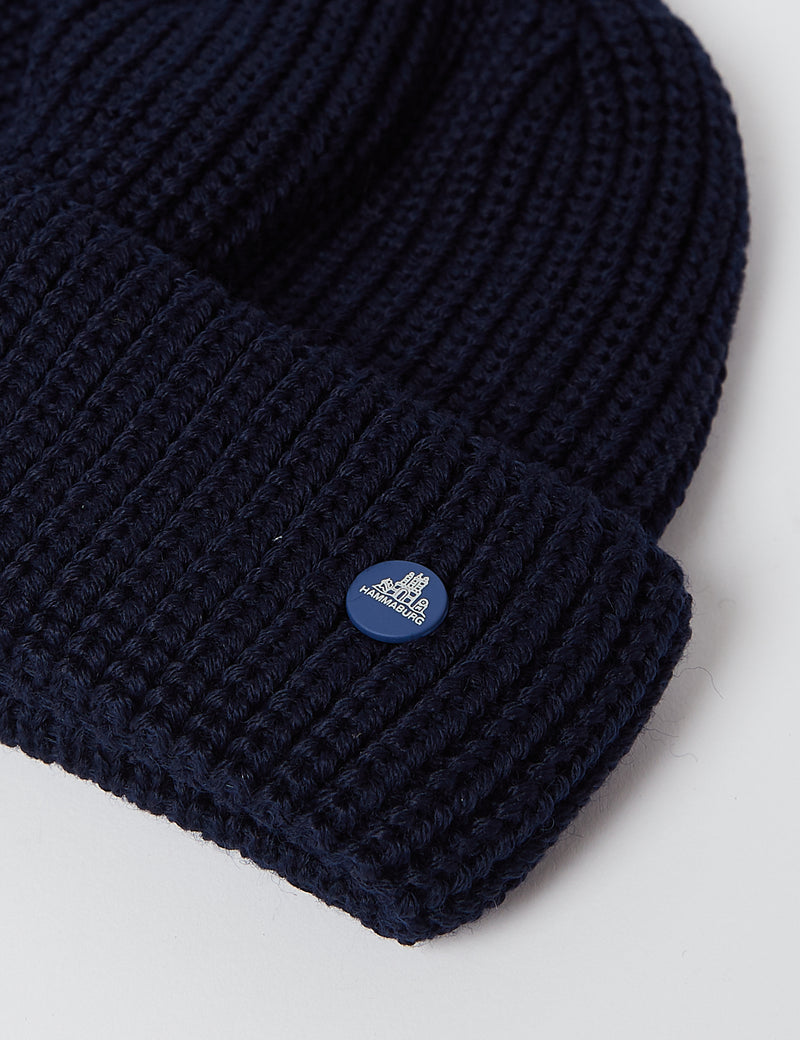 Stetson Hammaburg Wool Beanie Hat - Navy Blue