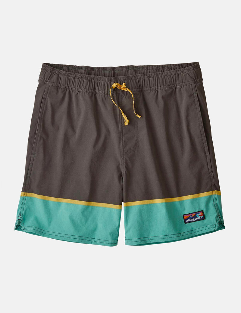 Patagonia Stretch Wavefarer Volley Shorts (16", Bottom Leg Stripe) - Forge Grey