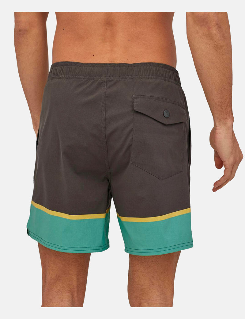 Patagonia Stretch Wavefarer Volley Shorts (16" , Bottom Bein Stripe) - Forge Grey