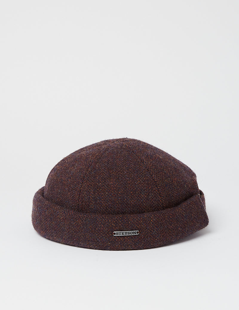 Stetson Docker Wool Herringbone Hat-버건디