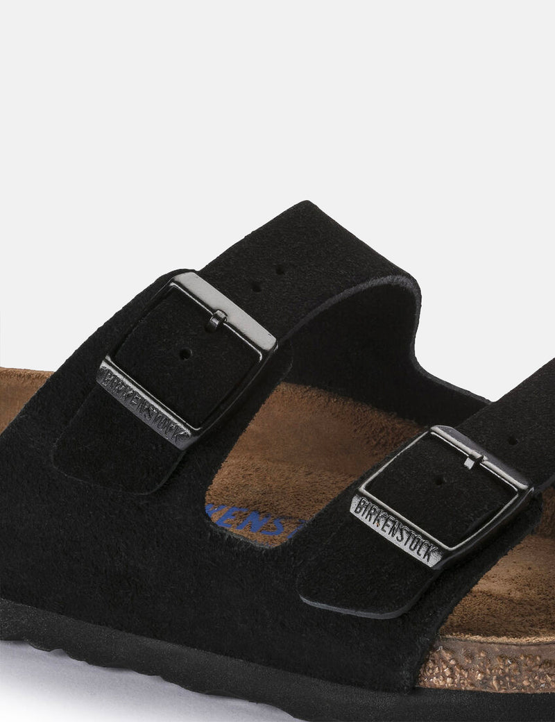 Birkenstock Arizona Suede Leather (Regular, Soft Footbed) - Noir