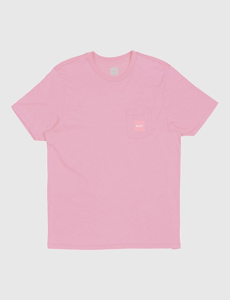 HufボックスロゴポケットTシャツ-ピンク