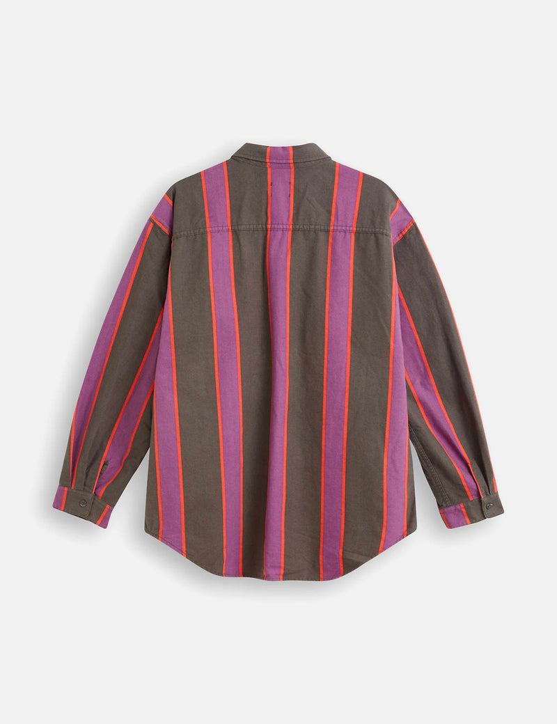Levis Skate Long Sleeve Woven Shirt - Vertikaler Streifen Schwarz/Lila/Rot
