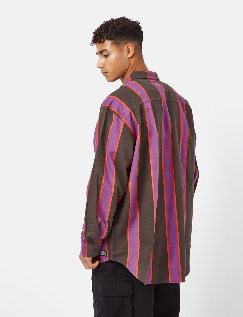 Levis Skate Long Sleeve Woven Shirt - Vertical Stripe Black/Purple/Red