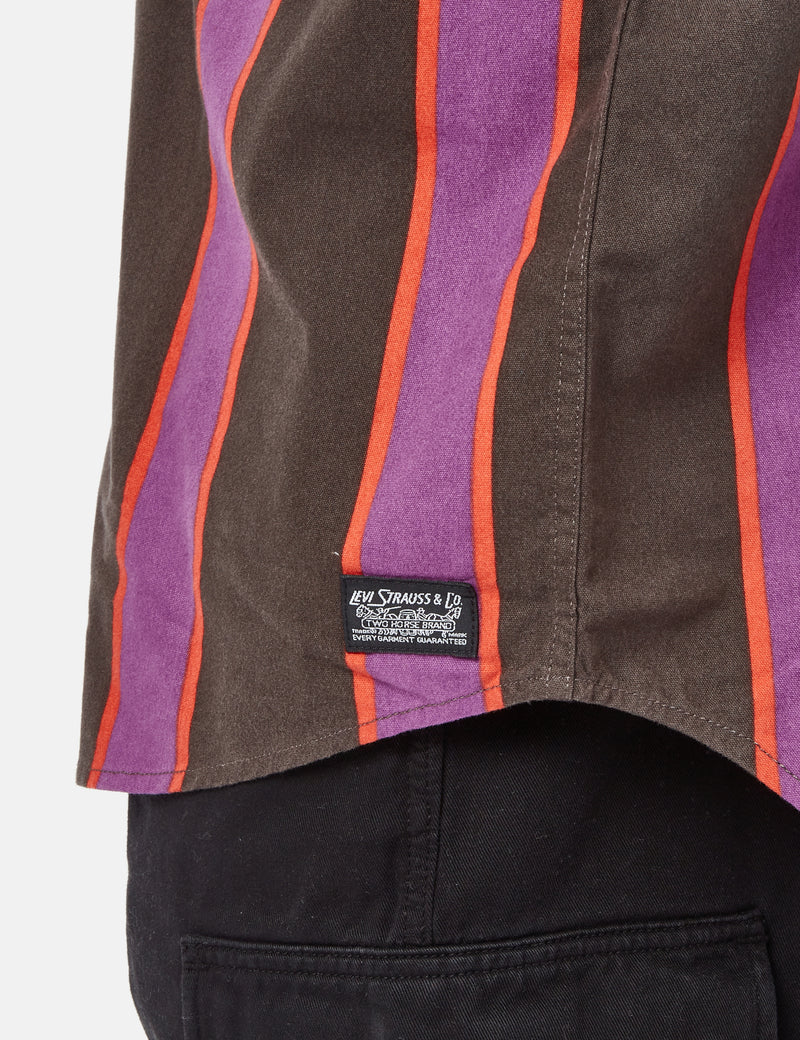 Levis Skate Long Sleeve Woven Shirt - Vertical Stripe Black/Purple/Red