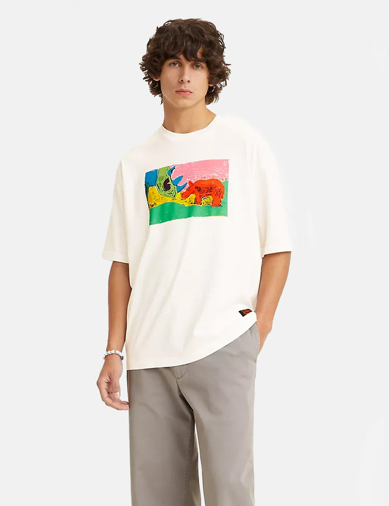 Levis Skate Graphic Box T-Shirt - Painted Rhino White