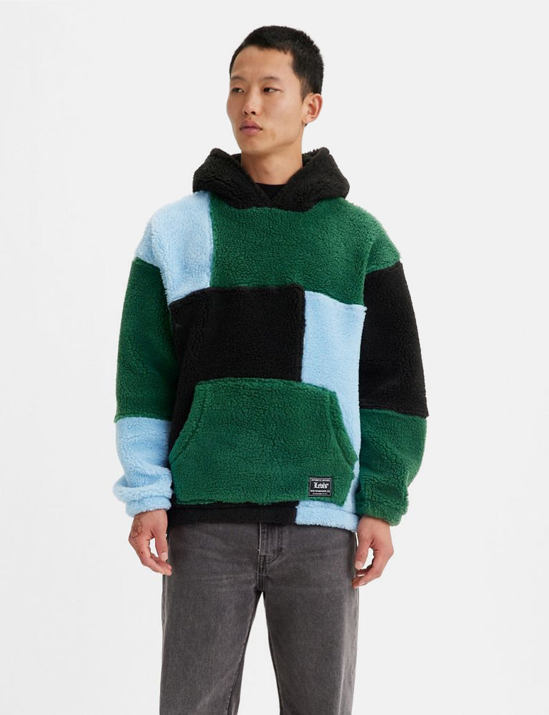 Levis Jigsaw Pieced Hooded Sweatshirt - Evergreen