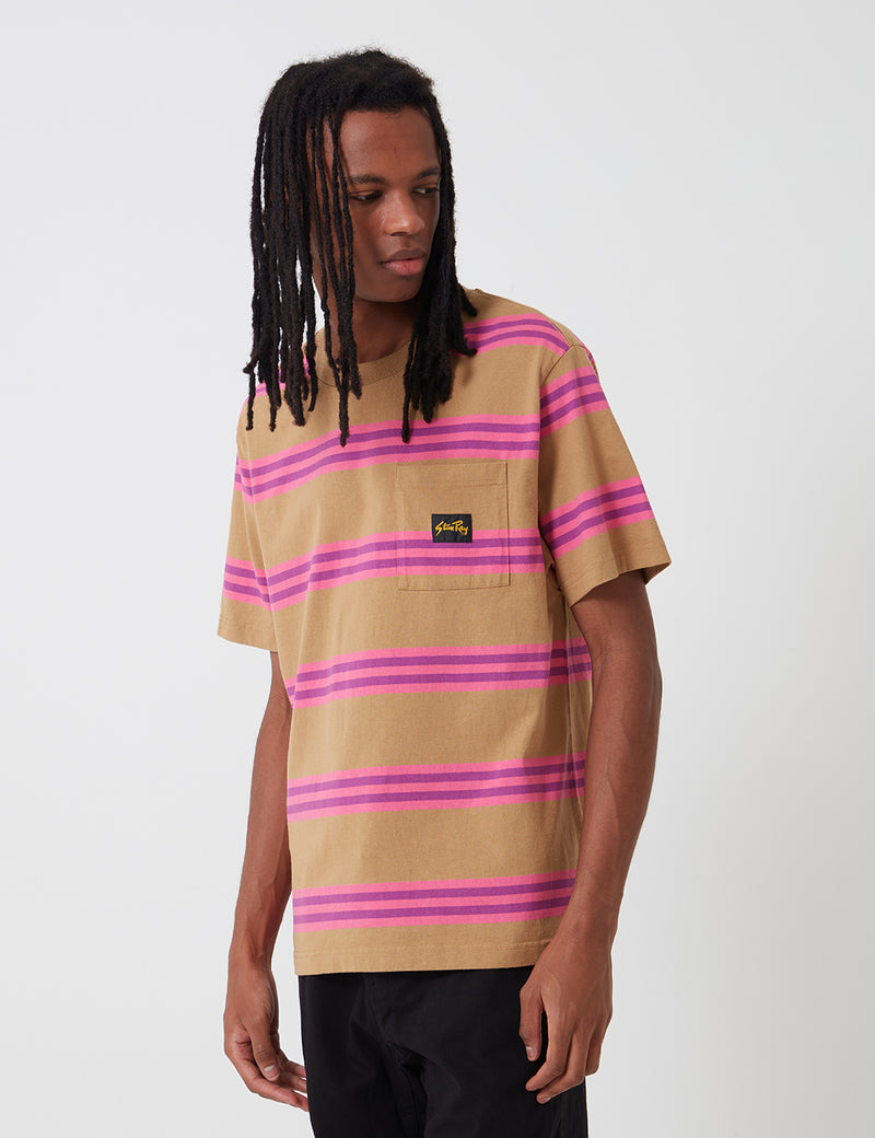 Stan Ray Football T-Shirt (Stripe) - Washed Pink