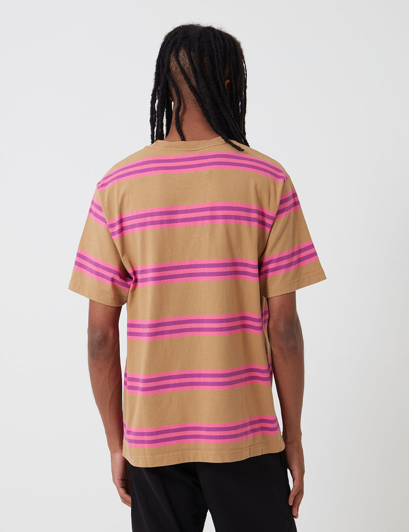 Stan Ray Fußball T-Shirt (Streifen) - Pink gewaschen