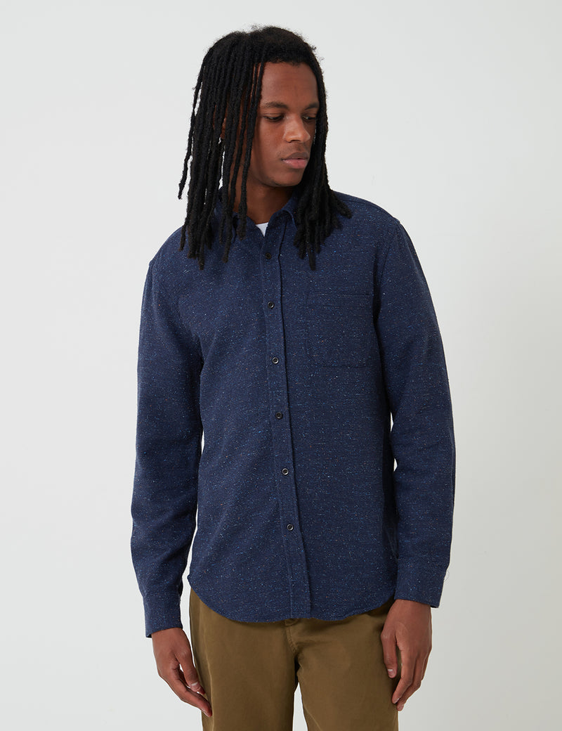 Portugiesisches Flanell Rude Shirt (Fleck) - Marineblau